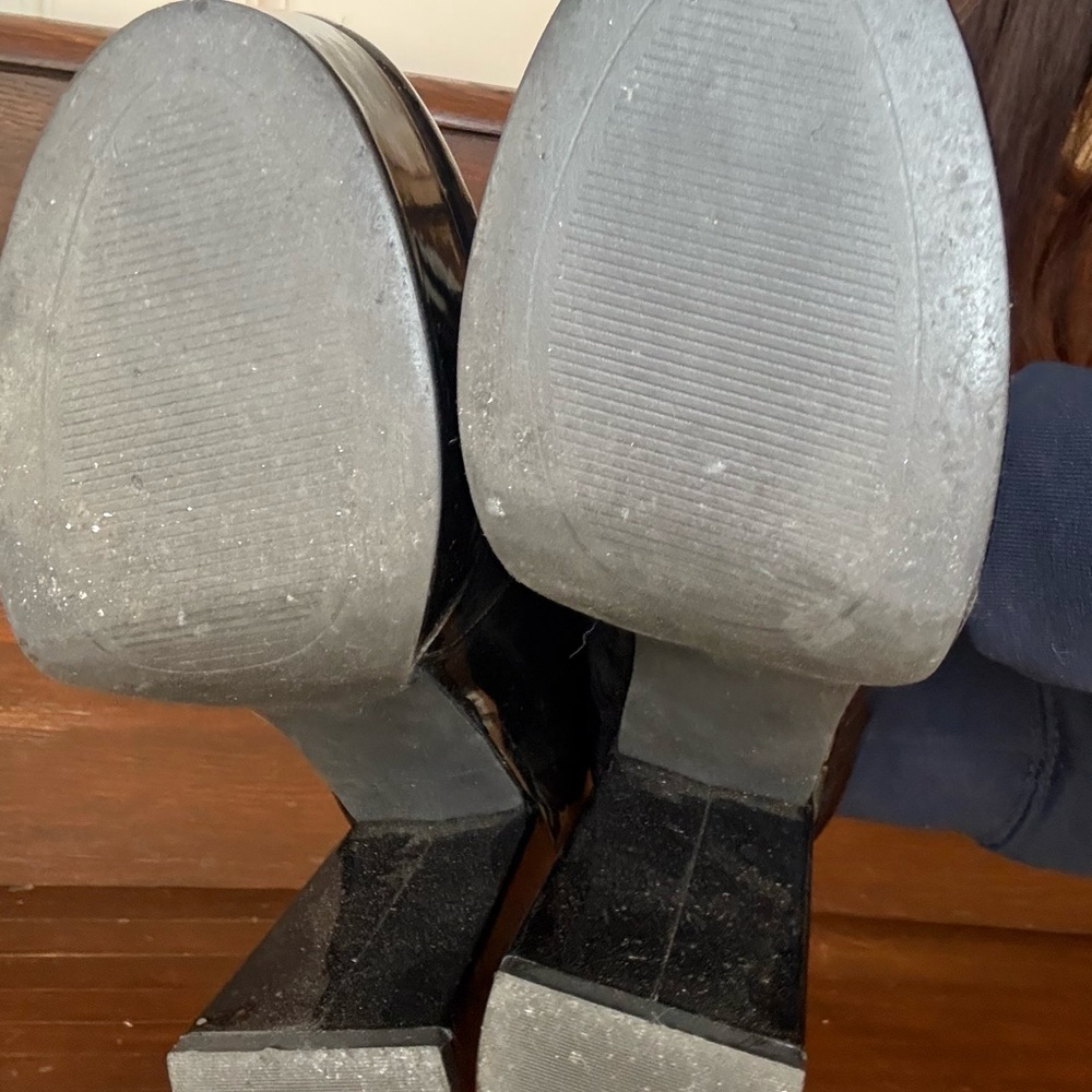 Black Patent Leather Platform Loafers - Picture 3 of 5